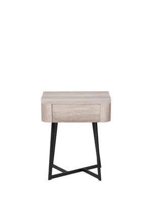 Pacific Ukiah Oak Veneer Bedside Table, Grey and Black