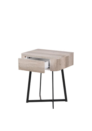 Pacific Ukiah Oak Veneer Bedside Table, Grey and Black