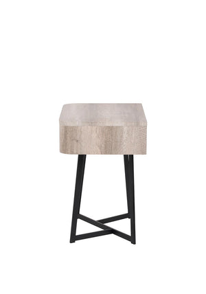 Pacific Ukiah Oak Veneer Bedside Table, Grey and Black