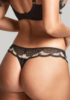 Panache Clara Thong, Black Vintage Gold