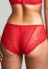 Panache Envy Houndstooth Print Brief, Poppy Red