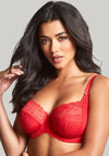 Panache Envy Houndstooth Print Full Cup Lace Bra, Poppy Red