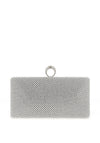 Zen Collection Diamante Woven Ring Clasp Clutch Bag, Silver