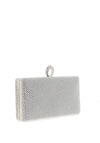 Zen Collection Diamante Woven Ring Clasp Clutch Bag, Silver