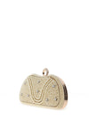 Zen Collection Pearl Encrusted Ring Top Clutch Bag, Gold