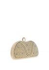 Zen Collection Pearl Encrusted Ring Top Clutch Bag, Gold