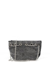 Zen Collection Diamante Bucket Bag, Silver & Black