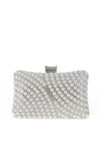 Zen Collection Diamante Pearl Clutch Bag, Silver