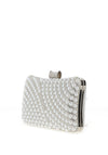Zen Collection Diamante Pearl Clutch Bag, Silver