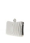 Zen Collection Diamante Pearl Tear Drop Clutch Bag, Silver