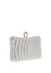Zen Collection Diamante Pearl Tear Drop Clutch Bag, Silver