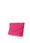 Zen Collection Faux Suede Envelope Fold Pouch Clutch Bag, Fuchsia