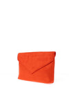Zen Collection Faux Suede Envelope Fold Pouch Clutch Bag, Scarlet