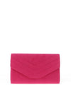 Zen Collection Faux Suede Envelope Fold Stripe Clutch Bag, Fuchsia