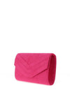 Zen Collection Faux Suede Envelope Fold Stripe Clutch Bag, Fuchsia