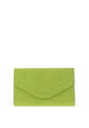 Zen Collection Faux Suede Envelope Fold Stripe Clutch Bag, Lime