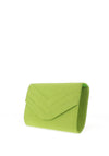 Zen Collection Faux Suede Envelope Fold Stripe Clutch Bag, Lime