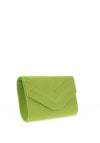 Zen Collection Faux Suede Envelope Fold Stripe Clutch Bag, Lime
