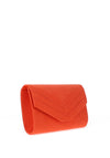 Zen Collection Faux Suede Envelope Fold Stripe Clutch Bag, Orange