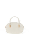 Zen Collection Woven Print Quilted Mini Grab Bag, White