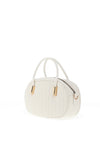 Zen Collection Woven Print Quilted Mini Grab Bag, White
