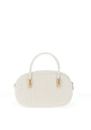 Zen Collection Woven Print Quilted Mini Grab Bag, White