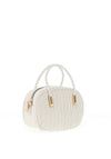 Zen Collection Woven Print Quilted Mini Grab Bag, White