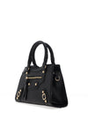 Zen Collection Faux Leather Mini Buckle Grab Bag, Black
