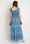 Serafina Collection One Size Shirred Waist Maxi Denim Dress, Light Denim
