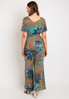 Serafine Collection Tropical Print Cropped Wide Leg Jumpsuit, Multi