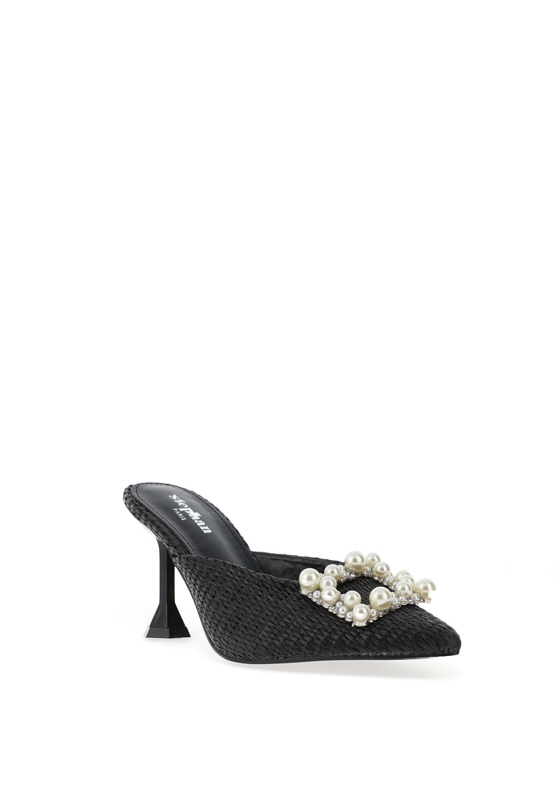 Zen Collection Woven Mule Heeled Shoe, Black