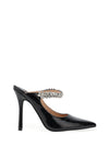 Zen Collection Patent Embellished Strap Heeled Shoes, Black