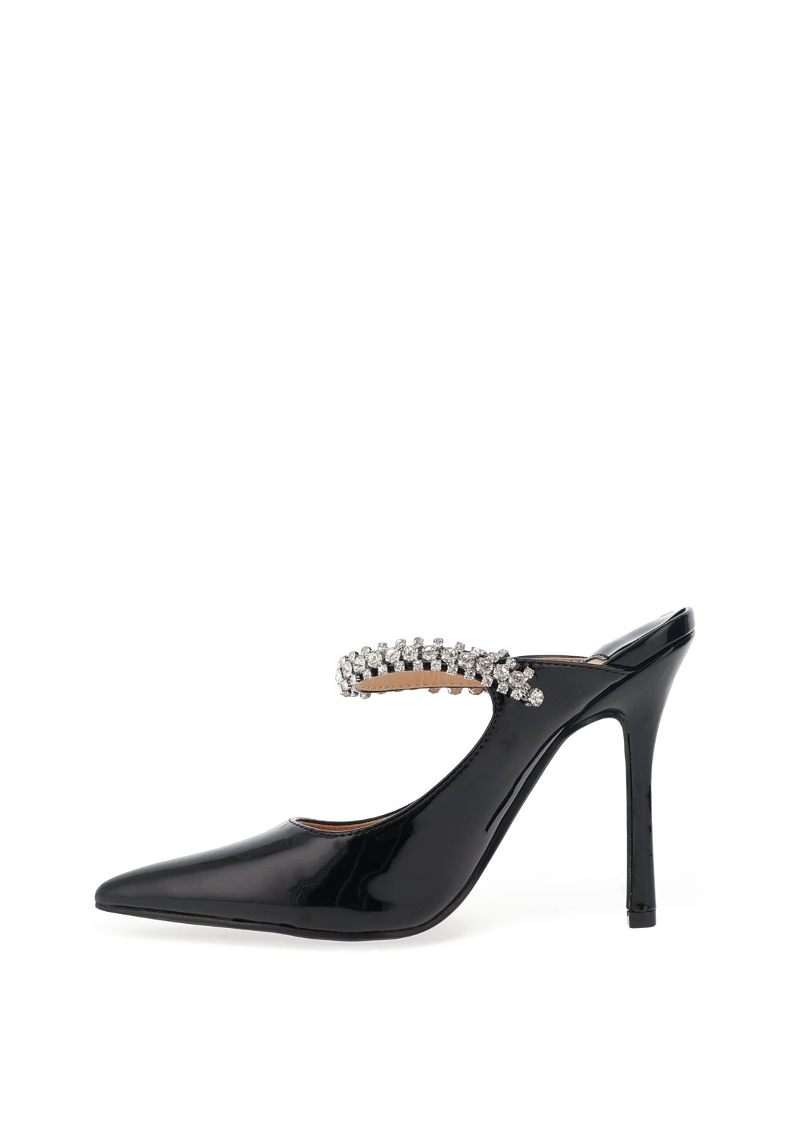 Zen Collection Patent Embellished Strap Heeled Shoes, Black