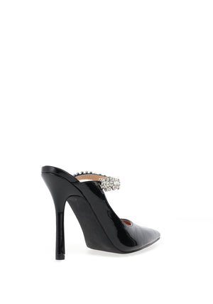 Zen Collection Patent Embellished Strap Heeled Shoes, Black