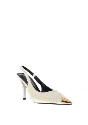 Zen Collection Boucle Sling Back Heeled Shoes, Cream