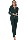 Pastunette Buton Down Long Sleeve Pyjama Set, Green