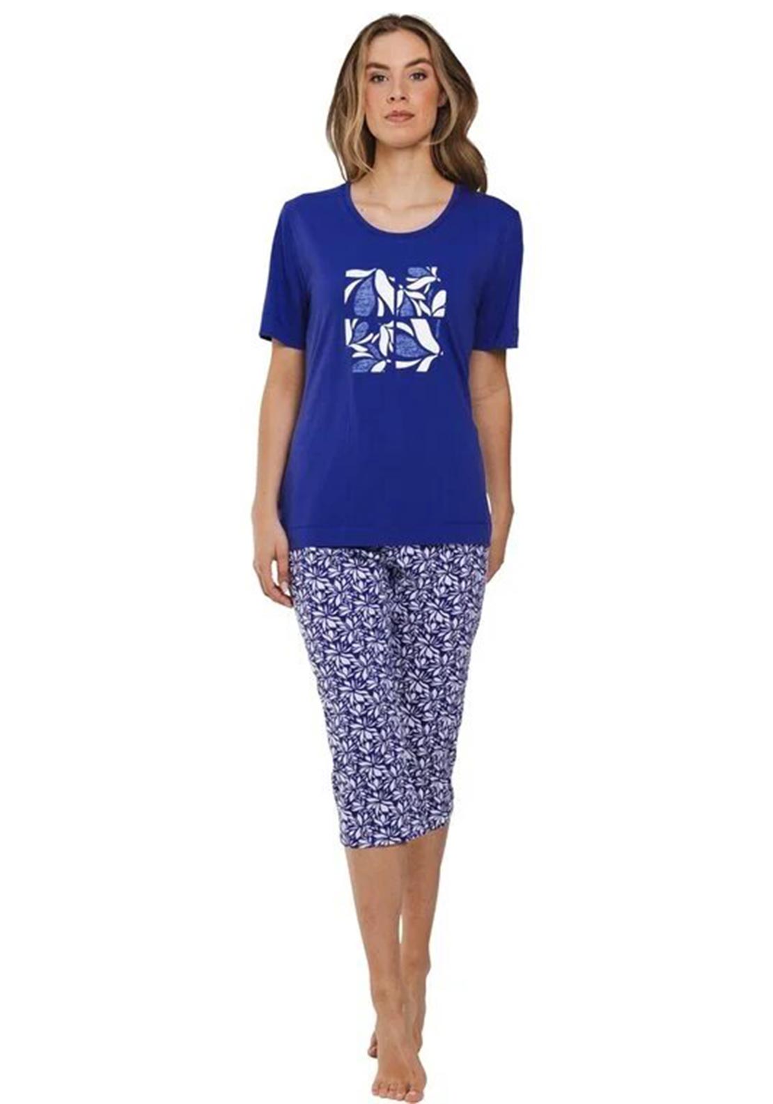 Pastunette Floral Capri Pyjama Set, Purple