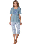 Pastunette Capri Floral Pyjama Set, Blue