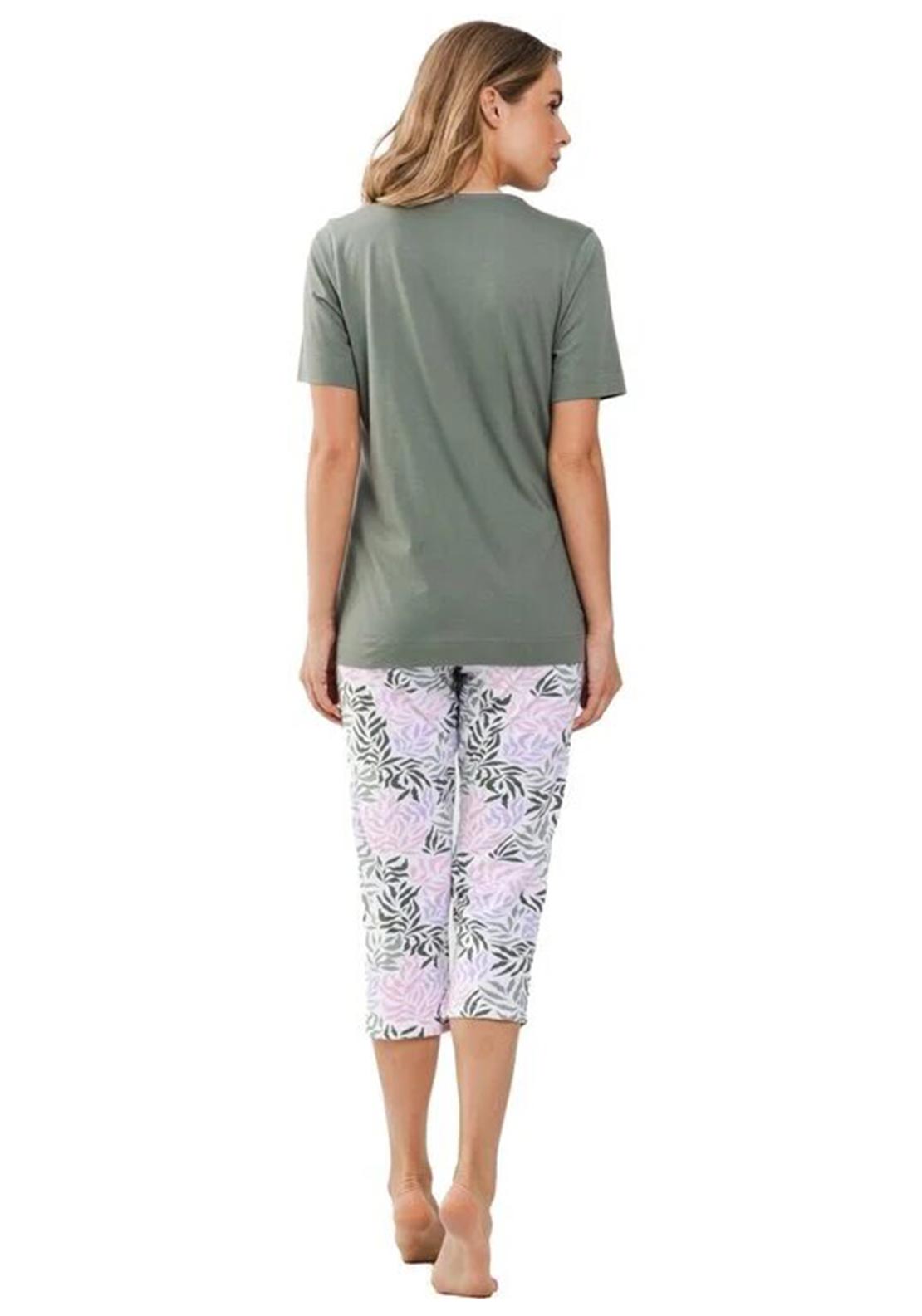 Pastunette Summer Leaf Capri Pyjama Set, Green