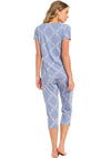 Pastunette Deluxe Floral Diamond Capri Pyjama Set, Blue