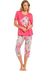 Pastunette Floral Market Capri Pyjama Set, Pink