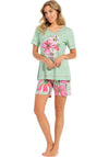 Pastunette Floral Market Short Pyjama Set, Green