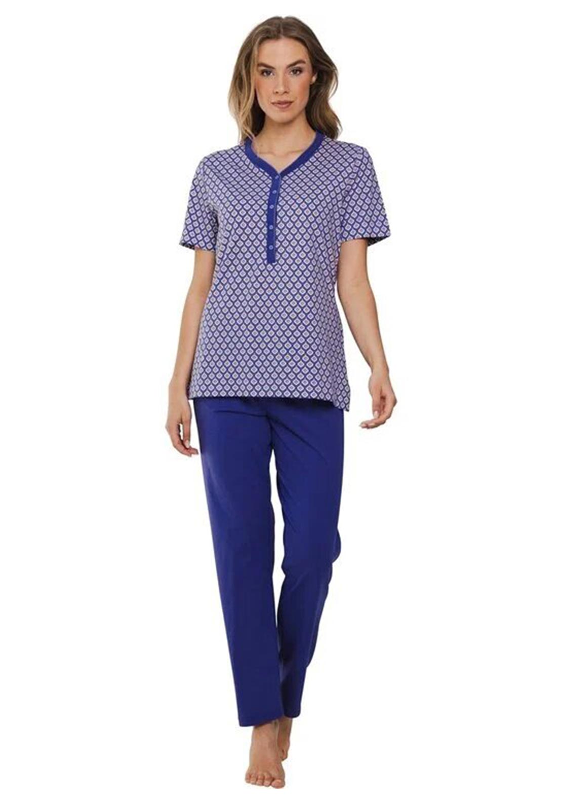 Pastunette Geometric Short Sleeve Pyjama Set, Purple