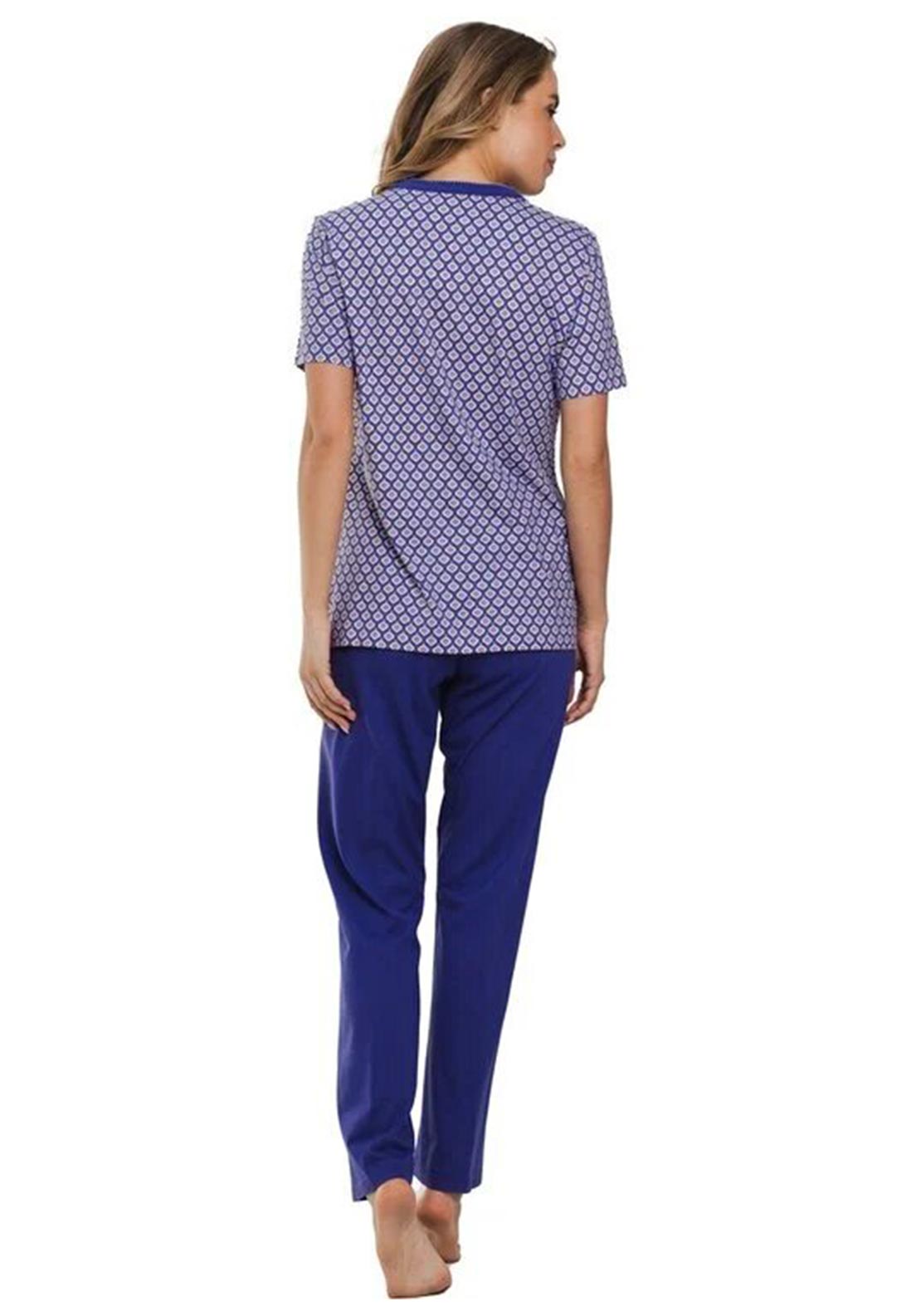 Pastunette Geometric Short Sleeve Pyjama Set, Purple