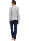 Pastunette Winter Flower Long Sleeve Pyjama Set, Navy