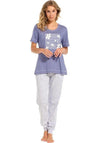 Pastunette Floral and Stripe Pyjama Set, Blue
