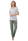 Pastunette Little Floral Short Sleeve Pyjama Set, Green