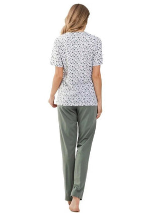 Pastunette Little Floral Short Sleeve Pyjama Set, Green