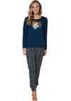 Pastunette Moonlite Floral Long Sleeve Pyjama Set, Navy