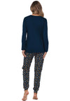 Pastunette Moonlite Floral Long Sleeve Pyjama Set, Navy